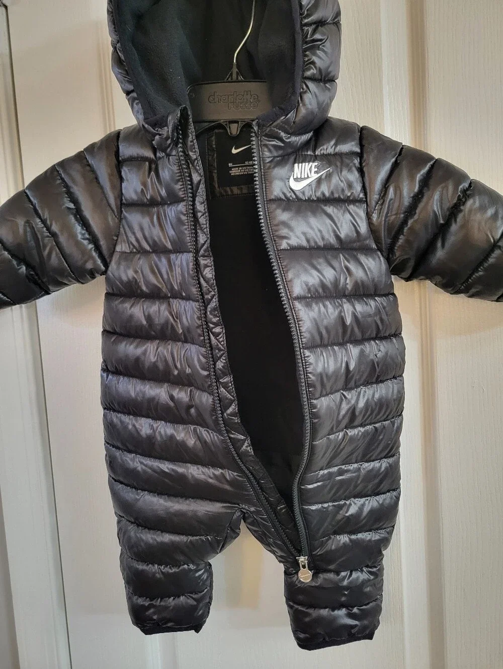 Nike Baby Midweight Water Resistant Puffer Hooded Snowsuit Black 6M